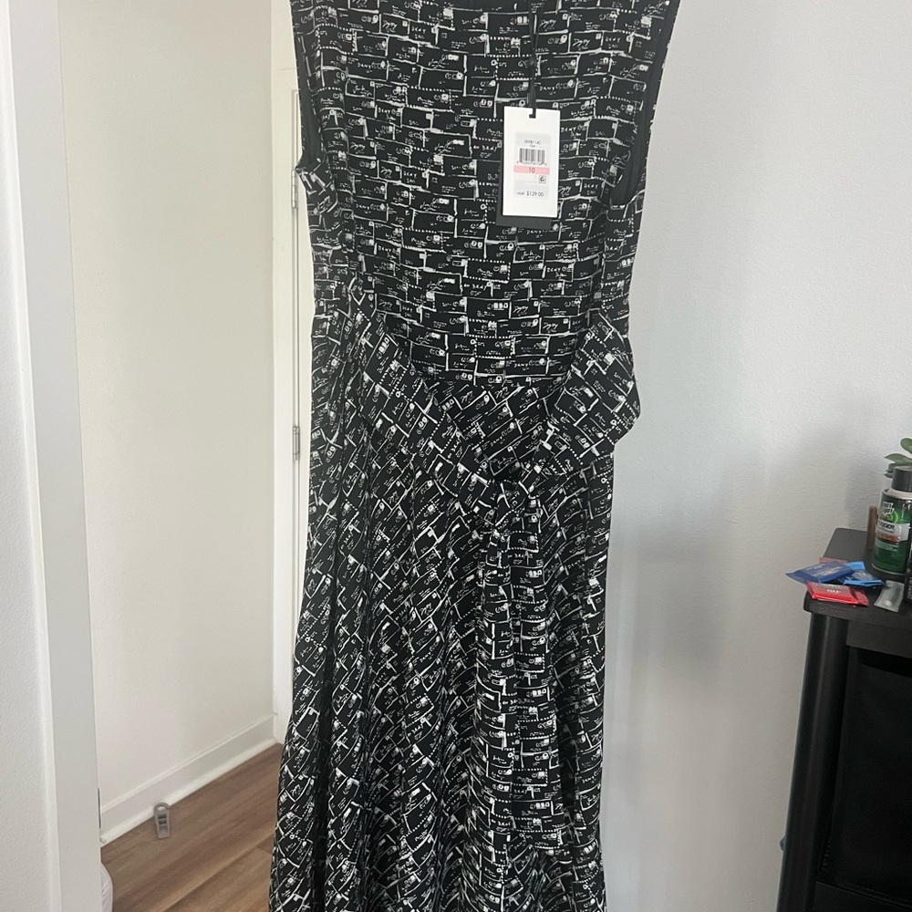 DKNY Black and White Geometric Dress